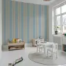 Pastel Blue Beige Scalloped Stripe Wallpaper 8