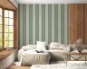 Classic Sage Green and Beige Vertical Stripe Wallpaper 8