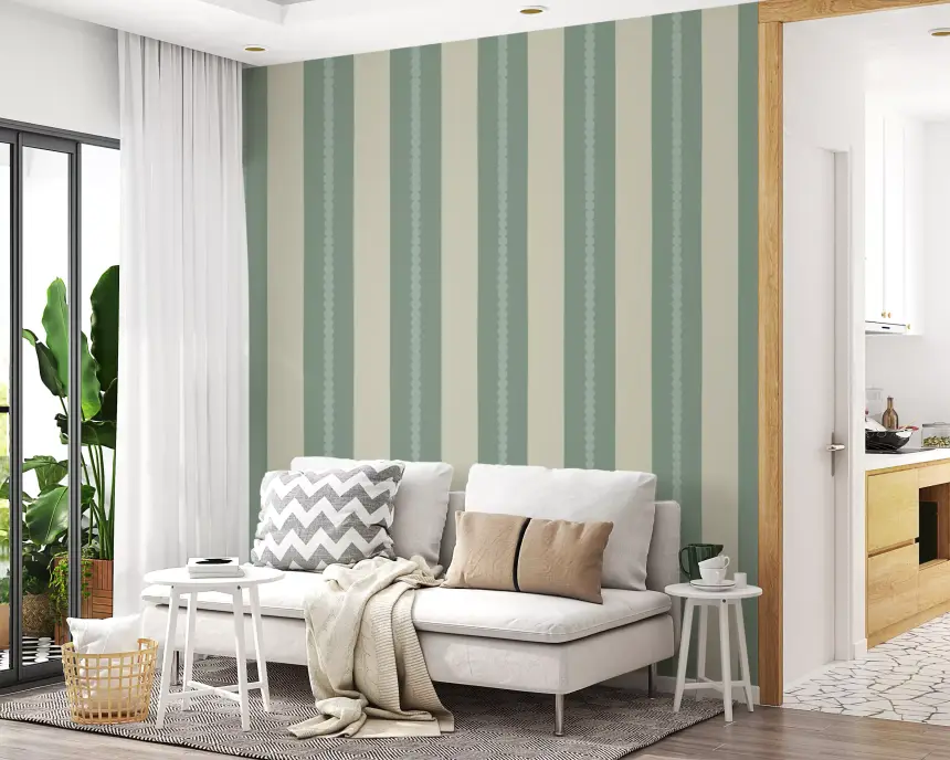 Soft Sage & Beige Stripes Wallpaper