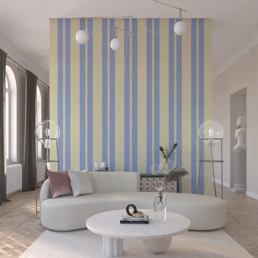 Scalloped Sky Stripes Wallpaper