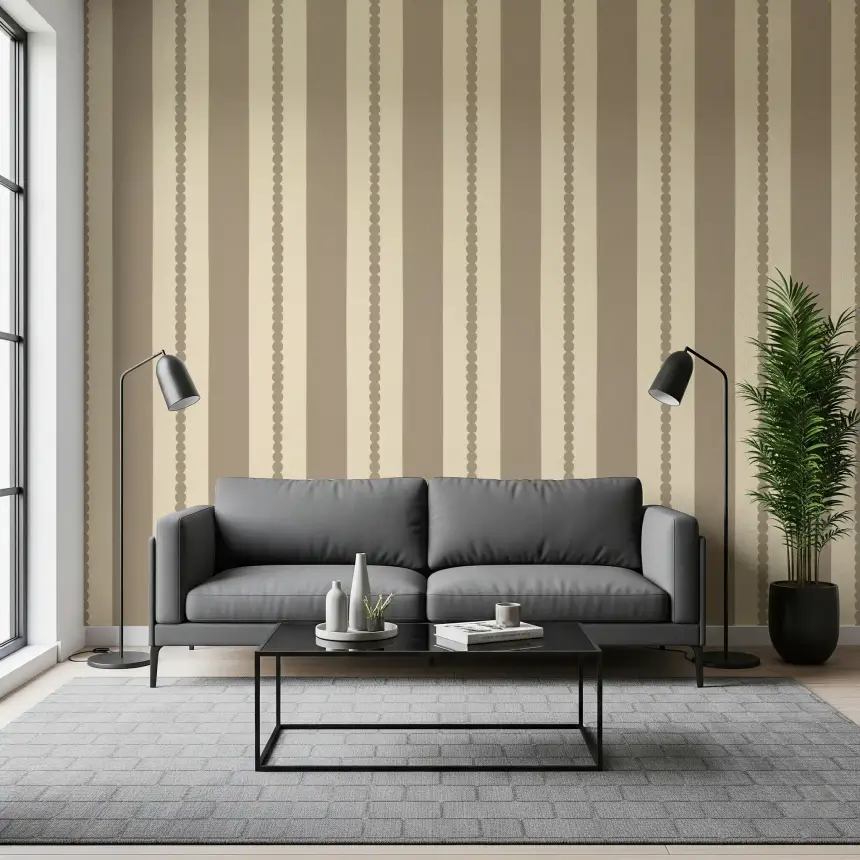 Subtle Scallop & Dot Stripes Wallpaper