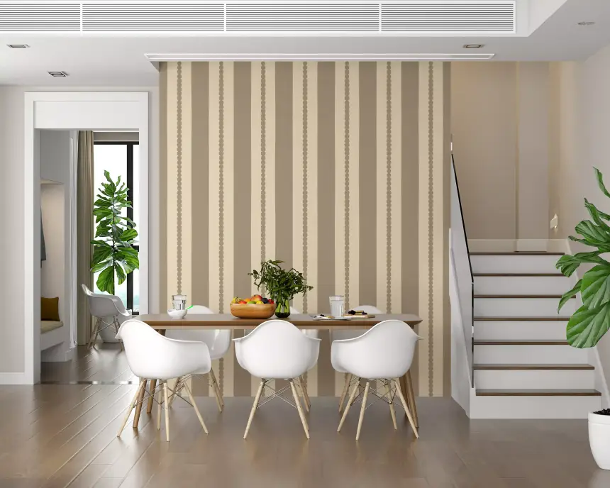 Subtle Scallop & Dot Stripes Wallpaper