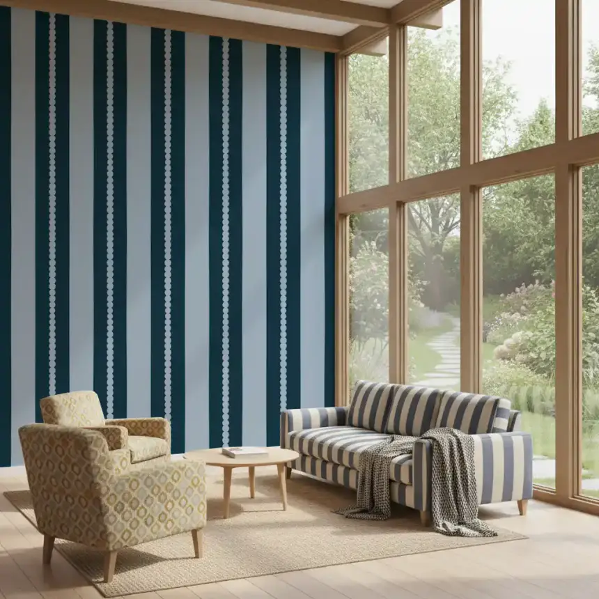 Scallop & Dot Vertical Harmony Wallpaper
