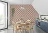 Peach and Cream Wavy Checkerboard Wallpaper 6