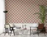 Peach and Cream Wavy Checkerboard Wallpaper 7