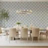 Blue and Beige Checkered Wave Wallpaper 7