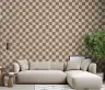 Modern Wavy Beige Brown Checkerboard Wallpaper 6