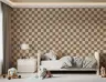 Modern Wavy Beige Brown Checkerboard Wallpaper 8