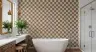 Modern Wavy Beige Brown Checkerboard Wallpaper 7