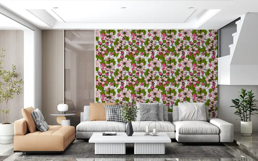 Apple Blossom on White 2 Wallpaper