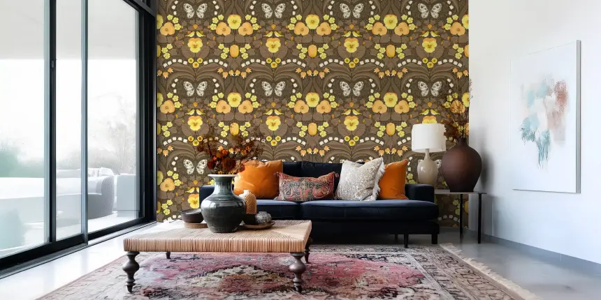 Dollhouse Garden, Pansies, Birds and Butterflies 4 Wallpaper