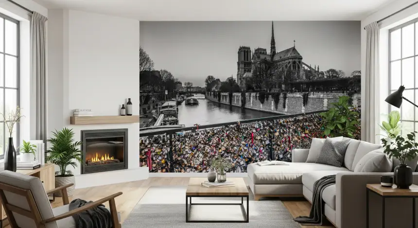 Parisian Love Locks: Notre Dame's Shadow Wall Mural