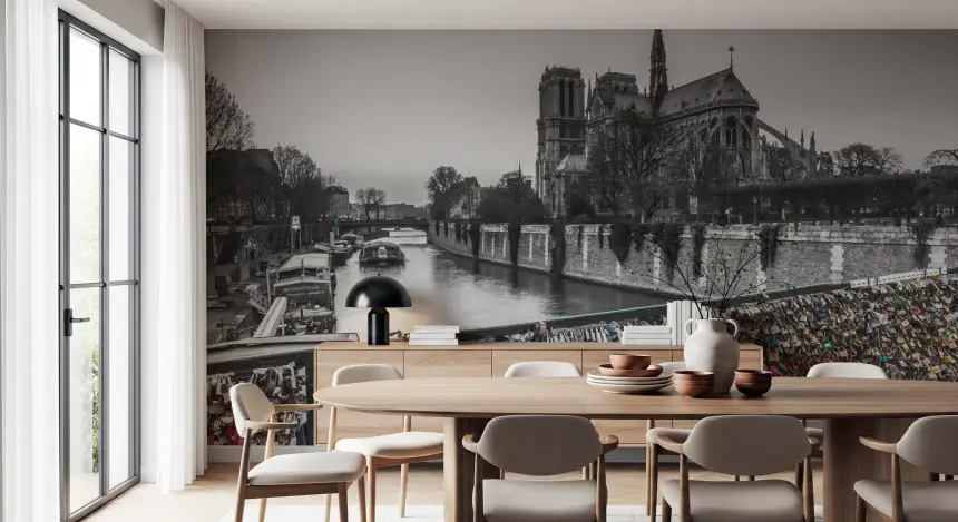 Parisian Love Locks: Notre Dame's Shadow Wall Mural