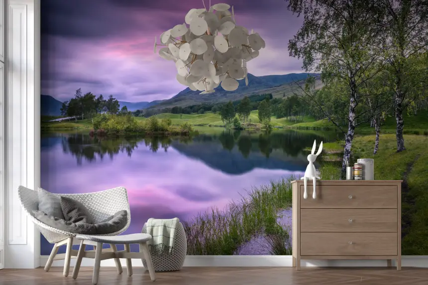 Highland Dusk Reflection Wall Mural