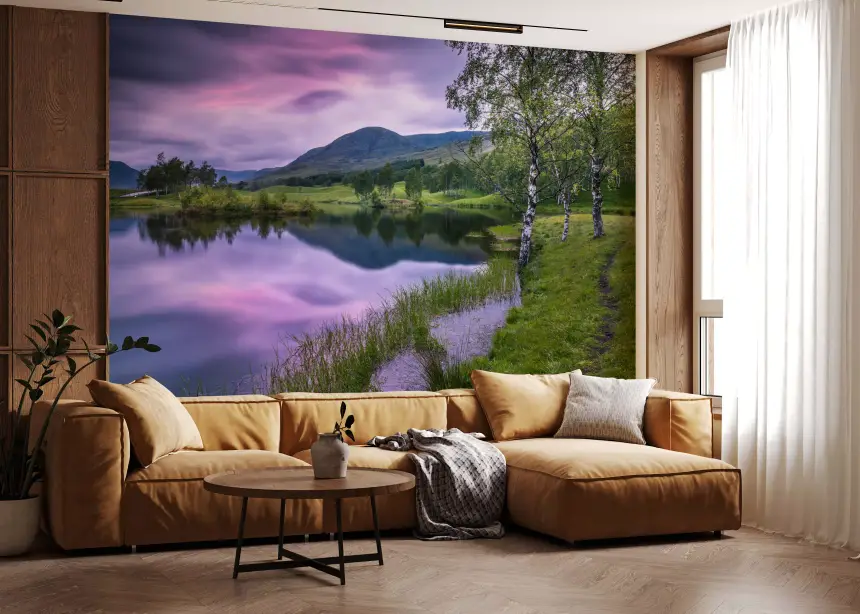 Highland Dusk Reflection Wall Mural