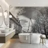 Monochrome London Eye Cityscape Wall Mural 6