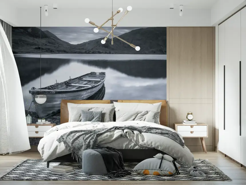 Silent Waters, Distant Peaks Wall Mural