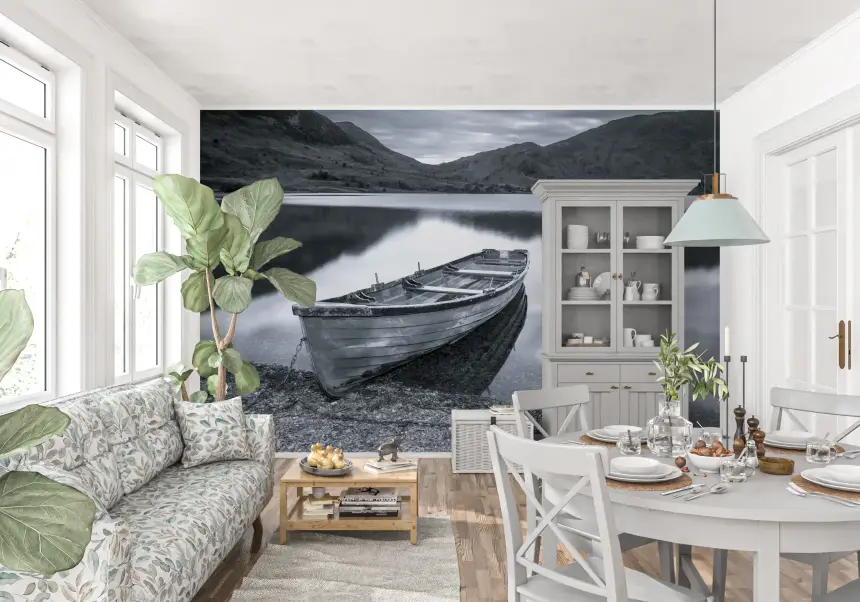 Silent Waters, Distant Peaks Wall Mural