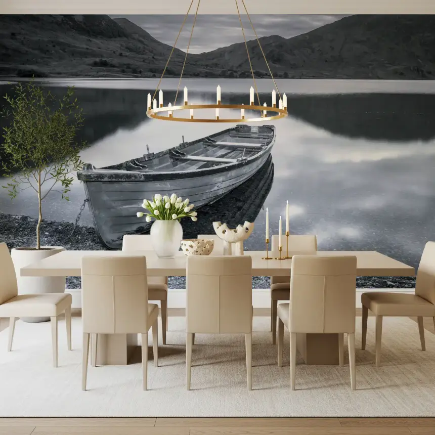 Silent Waters, Distant Peaks Wall Mural