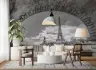 Monochrome Parisian Archway Eiffel Tower Wall Mural 7
