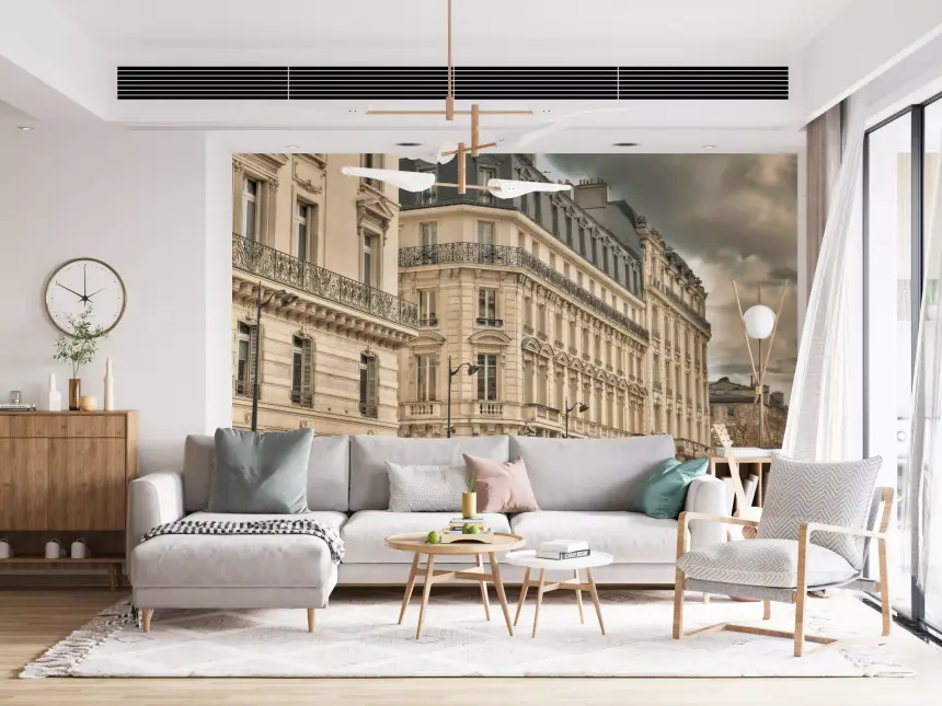 Parisian Facades & Dramatic Skies Wall Mural