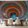Mesmerizing Spiral Staircase Architectural Wall Mural 8