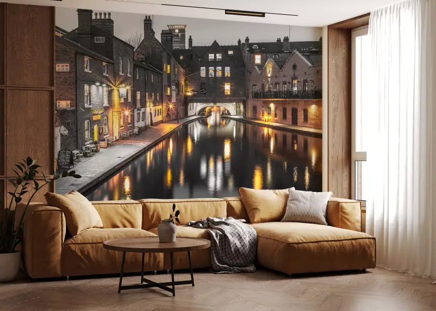 Urban Canal Twilight Wall Mural