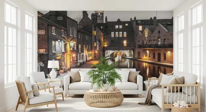 Urban Canal Twilight Wall Mural