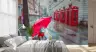 Whimsical London Street Dog and Red Telephone Boxes Wall Mural 8