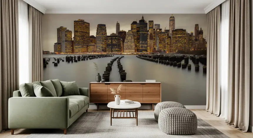 NYC Urban Glow Wall Mural