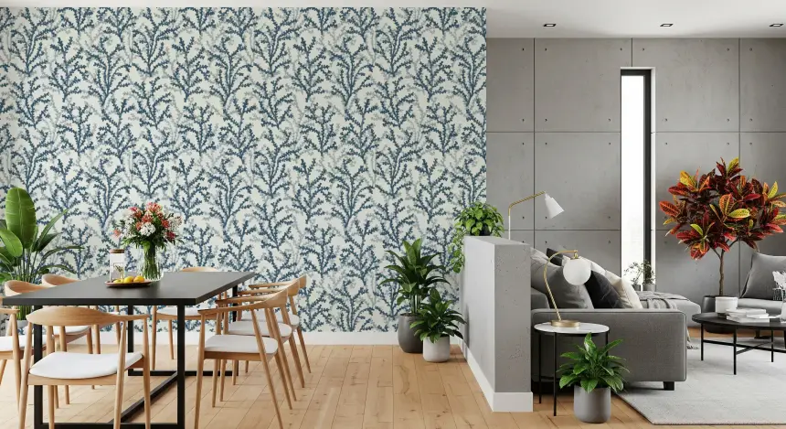 Painted Coraline Indian Teal Wallpaper