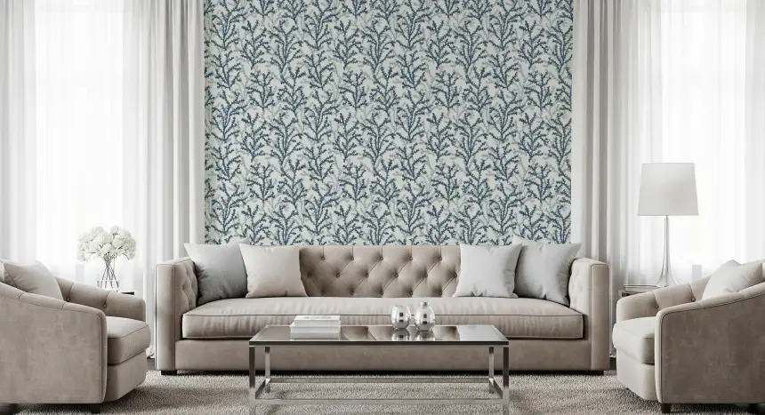 Painted Coraline Indian Teal Wallpaper