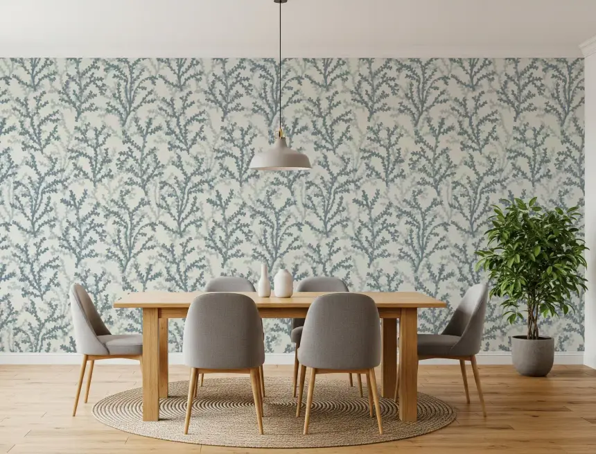 Painted Coraline Slate Gray Wallpaper