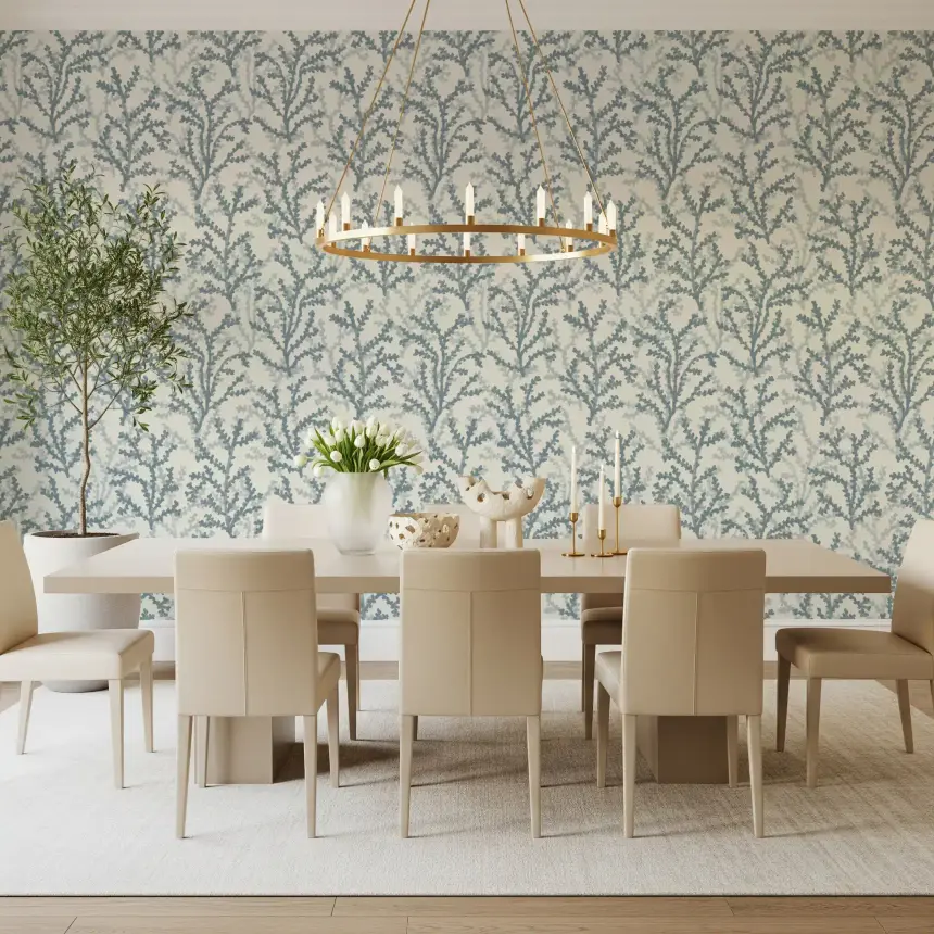 Painted Coraline Slate Gray Wallpaper