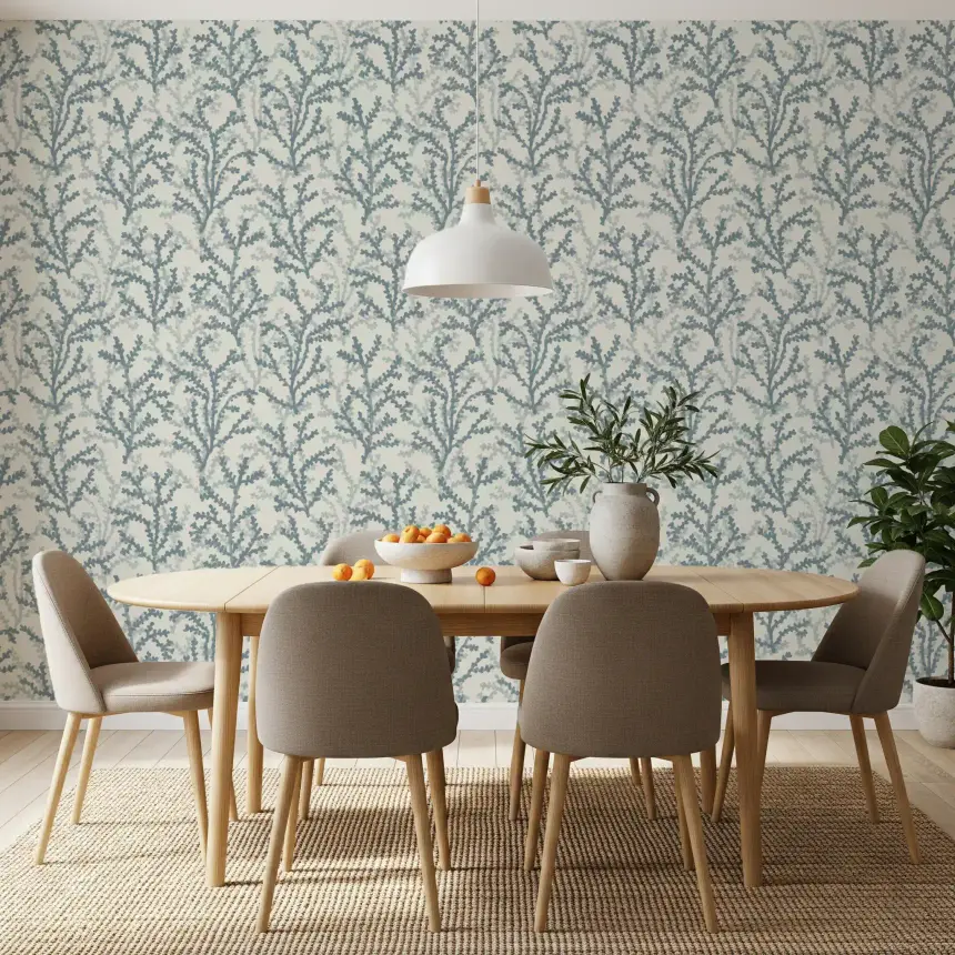 Painted Coraline Slate Gray Wallpaper