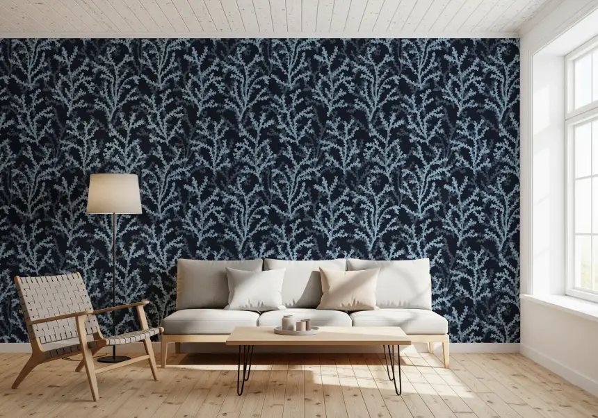 Painted Coraline Dreaming Blue Dark Wallpaper