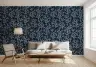 Navy Blue Abstract Botanical Wallpaper 7