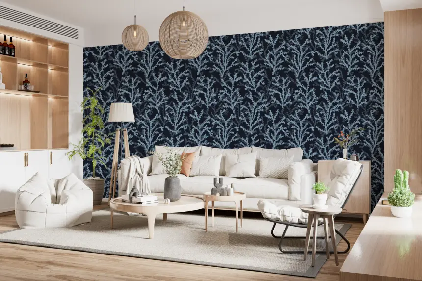 Painted Coraline Dreaming Blue Dark Wallpaper