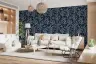 Navy Blue Abstract Botanical Wallpaper 8