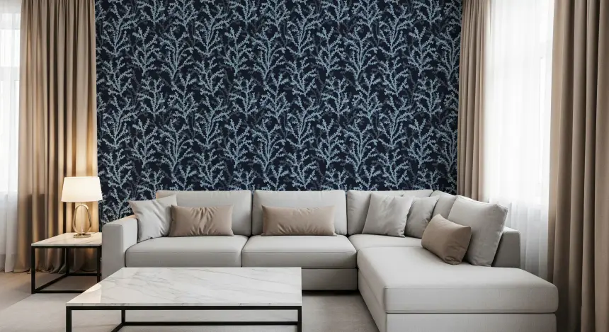 Painted Coraline Dreaming Blue Dark Wallpaper