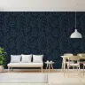 Deep Teal Botanical Pattern Wallpaper 8