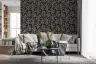 Dark Navy Gold Botanical Pattern Wallpaper 6