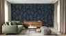 Deep Blue Abstract Botanical Pattern Wallpaper 6