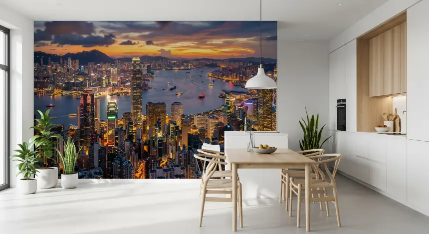 Hong Kong Twilight Skyline Wall Mural