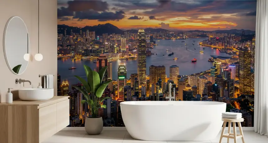 Hong Kong Twilight Skyline Wall Mural