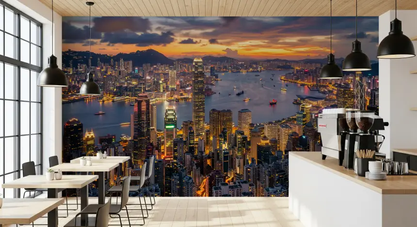 Hong Kong Twilight Skyline Wall Mural