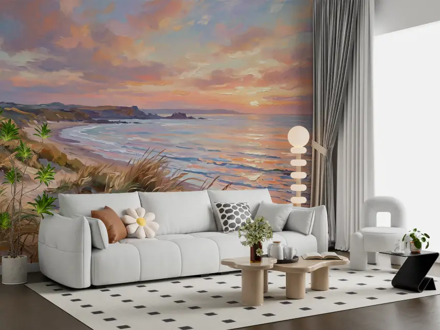 Golden Hour Coastal Escape Wall Mural