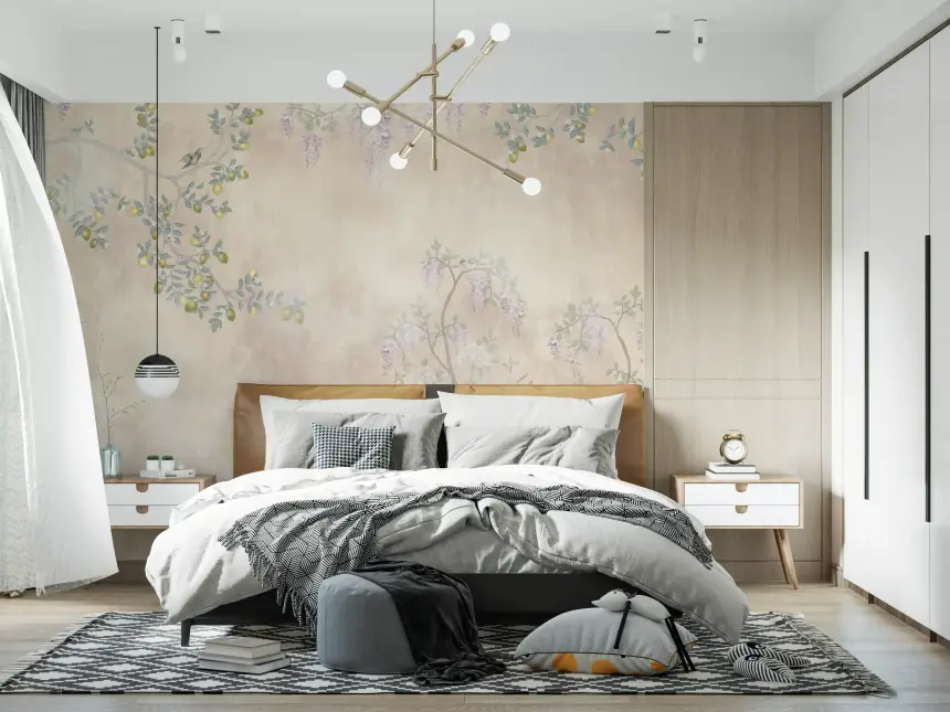 Wisteria & Lemon Blossom Serenity Cream Wall Mural