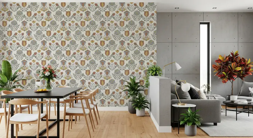 Nordic Folk Bloom Wallpaper