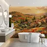 Tuscan Poppy Village Sunset Wall Mural 6